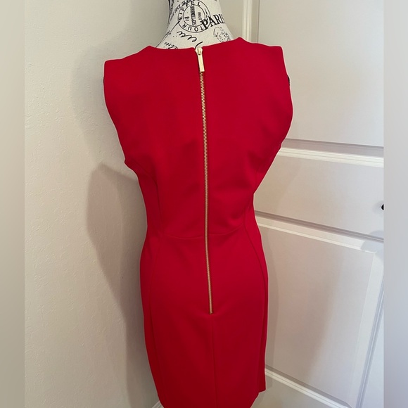 Calvin Klein Red Sheath Dress Size 10 - Picture 5 of 15